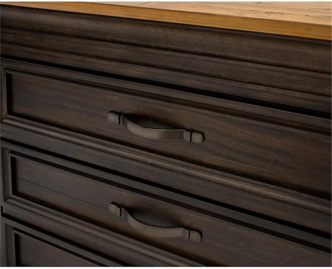 BOWERY HILL Executive Lateral File with Solid Wood Plank Top in Brown-DeskLoop Office