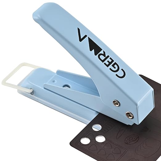 Single Hole Puncher, 1/4" Hole, 50% Labor Savings, Heavy Duty Metal Punch, 15 Sheet Capacity, for ID Cards, Chipboard, Art Project, Crafts Easy Punching, Blue-DeskLoop Office