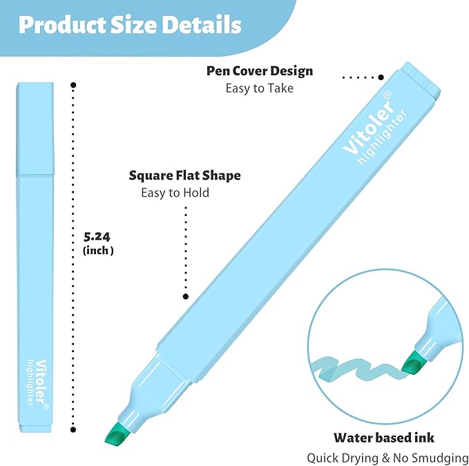 Highlighters,10Pcs Bible Highlighters,Chisel Tip Bible Markers,Pastel Purple Highlighter for Journaling Planner Notes School Supplies, assorted colors no bleed Pens-DeskLoop Office