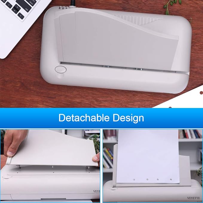 Electric 3 Hole Paper Punch, VEYETTE Heavy Duty Commercial Hole Puncher with Adapter for Office School Studio, 30 Sheet Capacity,Color Gray-DeskLoop Office