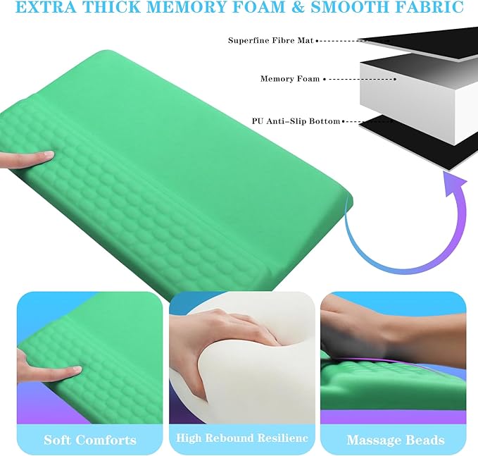 Computer Keyboard Stand with Wrist Rest, Ergonomic Tilted Keyboard Holder - Keyboard Riser with Wrist Pad - Keyboard Tray Support for Office Home - Green-DeskLoop Office