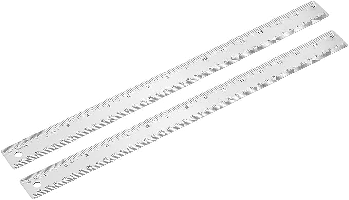 PATIKIL 16 Inch Stainless Steel Ruler Straight Edge Ruler, 2 Pcs Cork Backing Non-Slip Metal Ruler with Inches Centimeter Metric Measuring Tools for Office-DeskLoop Office
