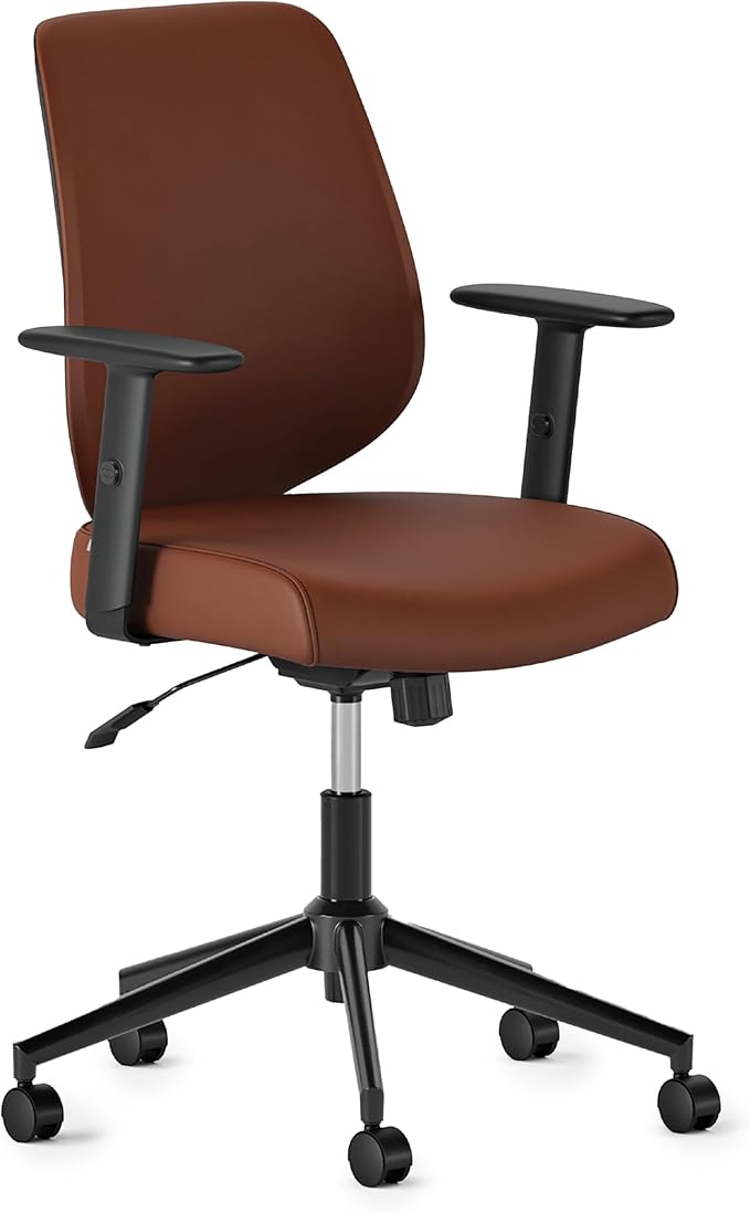 Branch Daily Chair - Vegan Leather Office Chair with Swivel, Lumbar Rest, and Adjustable Armrests - Comfortable Seating for Improved Posture and Productivity - Mahogany-DeskLoop Office