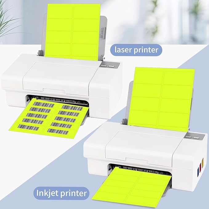 STARLIBOO Shipping Labels Stickers, 2"×4" Printable Fluorescent Mailing Labels for Laser/Inkjet Printing- Matte, Permanent Adhesive Stickers (20 Sheets, Fluorescent Yellow)-DeskLoop Office