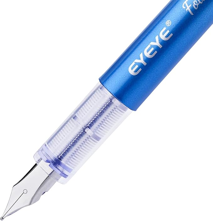 EYEYE Disposable Fountain Pens for Writing, Medium Point Stainless Steel Nib, Pack of 8 Assorted Colors-DeskLoop Office