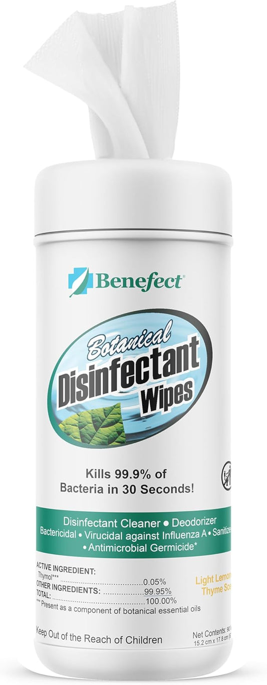 Benefect Botanical Disinfecting Wipes - (90 Wipe Count) Natural, No Residue - Antibacterial Disinfectant, Multi-Surface Cleaning and Sanitizing Wipes-DeskLoop Office