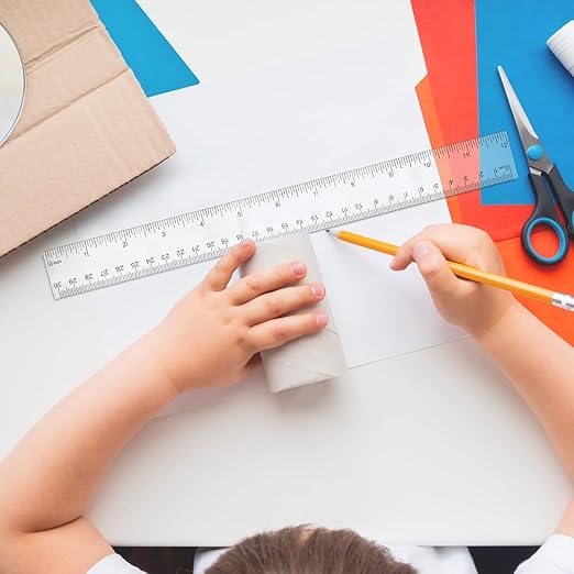 Zonon 200 Pieces 12 Inch Ruler Bulk Clear Plastic Flexible Straight Metric Rulers with Centimeters and Inches Drafting Measuring Tool for Classroom School Students Education-DeskLoop Office