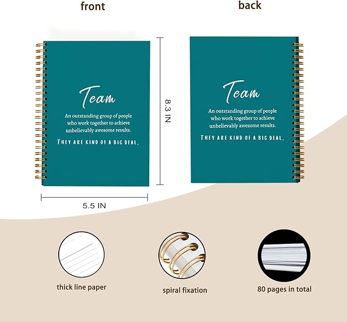 Turquoise Meeting Notebook for Work, Employee Appreciation Gifts, Team Gifts for Employees, Thank You Gifts for Women Men Leader Boss Manager Mentor Coworkers, Journals for Writing, 5.5"x8.3"-DeskLoop Office