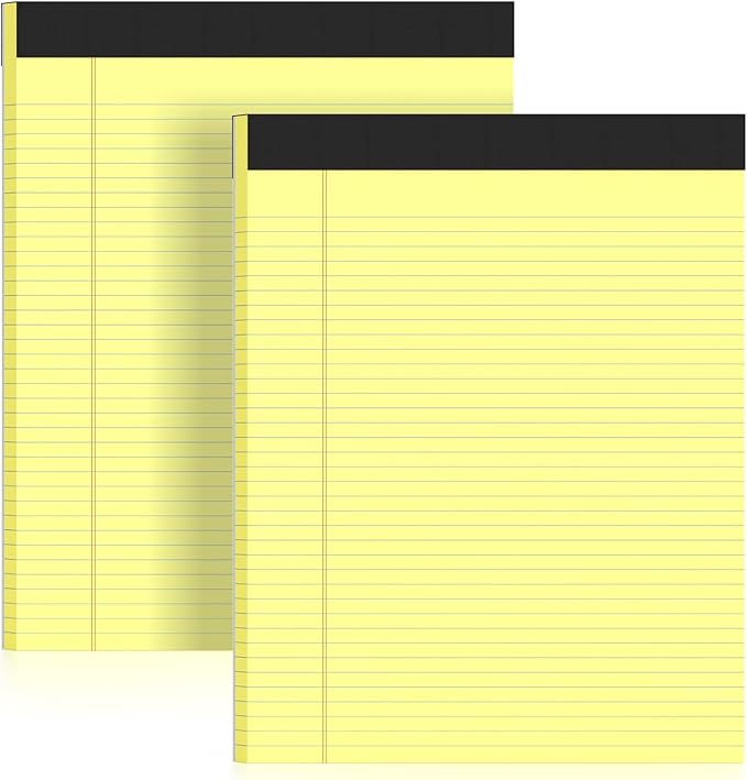 2 Pack of Yellow Legal Pads 8.5 x 11 College Ruled Writing Pads 8.5" x 11.75" Notepad 30 Sheets per Note Pads Study Back 8x11 Pads of Paper-DeskLoop Office