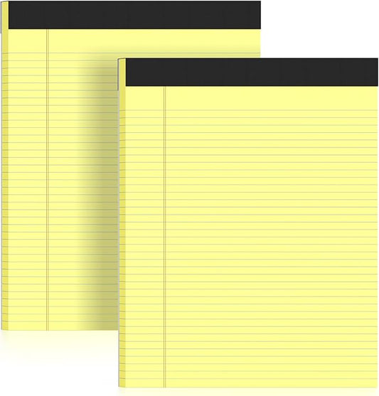 2 Pack of Yellow Legal Pads 8.5 x 11 College Ruled Writing Pads 8.5" x 11.75" Notepad 30 Sheets per Note Pads Study Back 8x11 Pads of Paper-DeskLoop Office