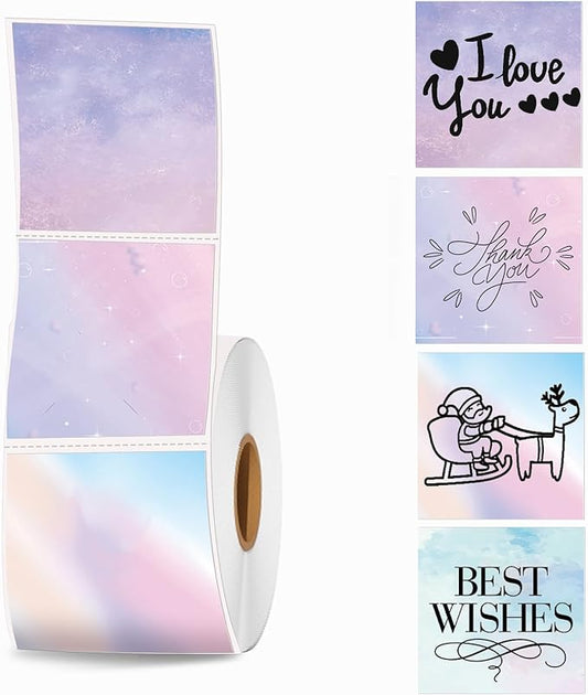 2''×2‘’ Square Thermal Sticker Labels, Self-Adhesive 2 Inch Direct Thermal Labels, Multi-Purpose Sticker for DIY Logo Design,Name Tag,QR Code, 500 Pcs/1 Roll, Starry Sky-DeskLoop Office