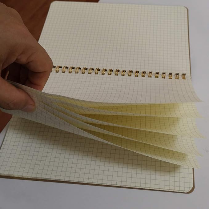 YUREE Spiral Notebook A5/Softcover Spiral Journal, Square Grid Pages, 50 Sheets (100 Pages), 8.45" x 5.8", Brown, 20 Pack-DeskLoop Office