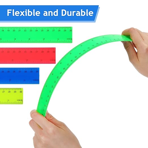 Zonon 500 Pcs 12 Inch Plastic Ruler Assorted Colors Rulers with Centimeters Millimeter and Inches Shatterproof Straightedge Bulk for Classroom School Home Office Kids-DeskLoop Office