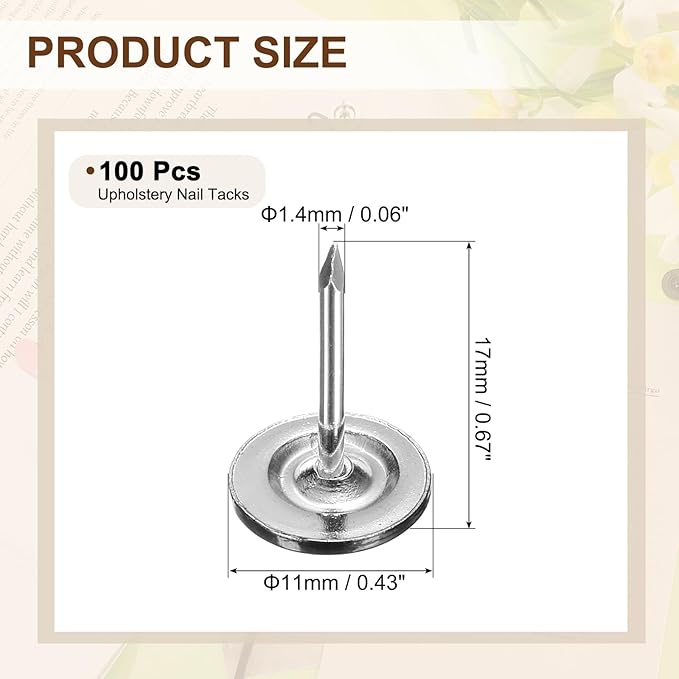 uxcell 100Pcs Upholstery Tacks, 11mmx17mm Flat Head Thumb Tack Decorative Furniture Nails Push Pins for Furniture Sofa Headboards, Black-DeskLoop Office