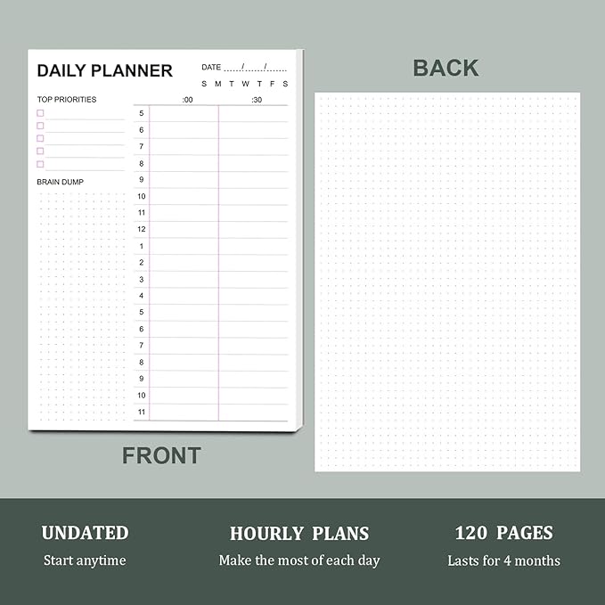 Tiankool To Do List Notepad - Daily To Do List with Priorities, Hourly Scheduler and Notes - Daily Planner Notepad for Work, Study, Appointments, 60 Tear Off Sheets Planning Pad, 7x10 Inch-DeskLoop Office