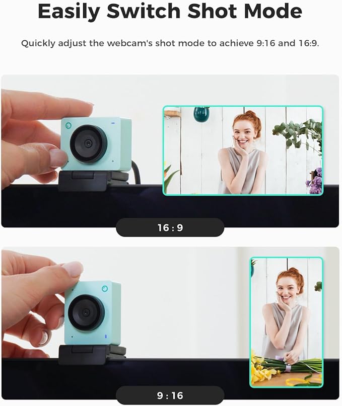 OBSBOT Meet SE 1080P 100FPS Webcam for PC, AI Framing Streaming Camera with 1/2.8" Sensor, Beauty Mode, Gesture Control, Staggered HDR, Web Camera for Desktop Computer, Laptop, Meeting. (Aurora Green)-DeskLoop Office