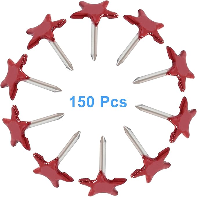 Piutouyar 150 Pcs Star Push Pins, Red Upholstery Tacks Star Shaped Decorative Thumb Tacks Metal Upholstery Pins for Upholstered Furniture Cork Board DIY Projects or Home Decor 11 x 13mm-DeskLoop Office