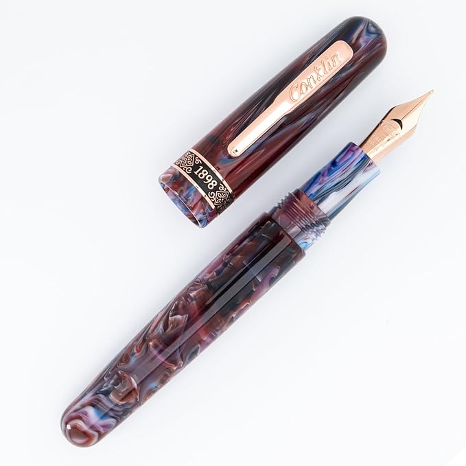 Conklin 1898 Fountain Pen, Misto Purple - 14KT Gold Medium Nib | Unique Resin Pen with 14KT Gold Nib | JoWo Stainless Steel Nib Made in Germany | Ideal Gift for Professionals-DeskLoop Office