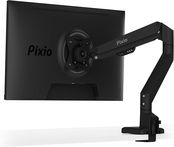 Pixio PS1S Wave Black Single Monitor Arm Stand Desk Mount - Fits up to 32 inches Monitors and up to 19.8lbs. VESA Compatibility and Integrated Cable Management-DeskLoop Office