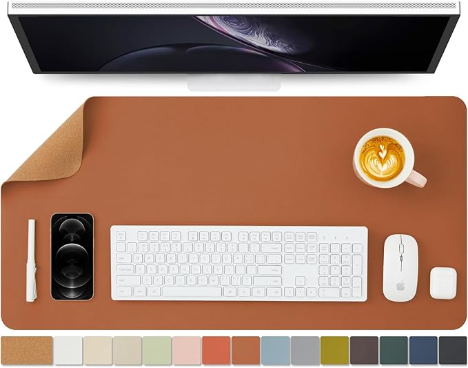 Cork Desk Mat - Dual-Sided Desk Pad for Office and Home - Desk Organization and Accessories - Ideal for Large Mouse Pad and Desk Mats on Top of Desks(Brown,80cmx 40cm)-DeskLoop Office