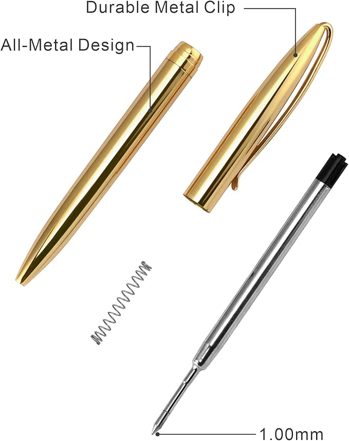 Cambond Ballpoint Pens Fancy Pens - Wedding Guest book with Pen for Journaling Uniform Christmas Gift Gold Pen Black Ink Pens 1.0mm Medium Point, 3 Pens with 6 Refills (Gold)-DeskLoop Office