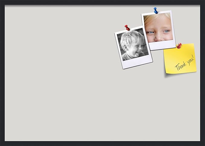 PinPix 40x28 Inch Cork Bulletin Board. This Decorative Framed Pin Board Comes with Light Stone Design and a Satin Black Frame. Ideal for Home Office Decor or Message Board (PinPix-1809)-DeskLoop Office