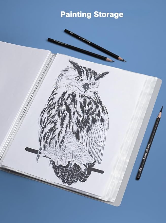 A4 80 Pockets 160/Sides Display Book Paper Document Holder, Business Presentation Book Presentation Folder (80 Pockets Transparent White)-DeskLoop Office