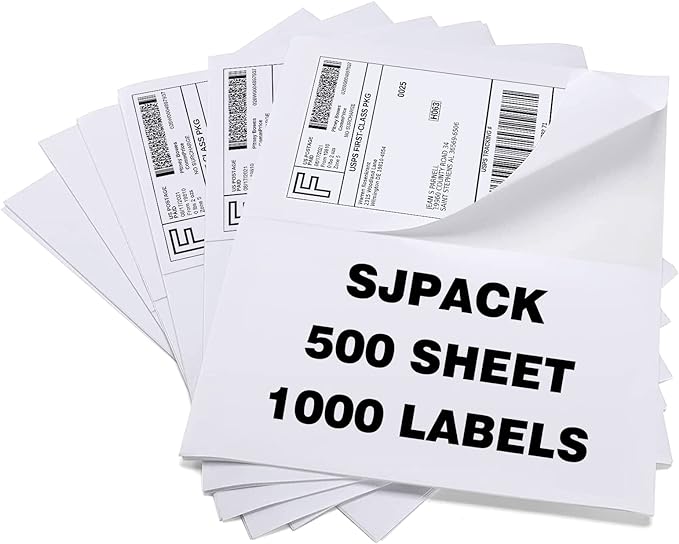 1000 Half Sheet Self Adhesive Shipping Labels, 8.5" x 5.5" Address Labels for Laser & Inkjet Printers(1000 labels-500 Sheet)-DeskLoop Office