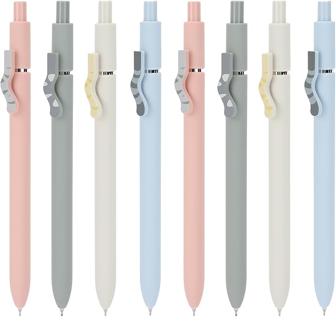 Ddaowanx Cute Cat Pens,8 Pcs 0.5mm Quick Dry Black Ink Gel Pens Fine Point Smooth Writing Pens,Cat Lover Gifts for Women Men-DeskLoop Office