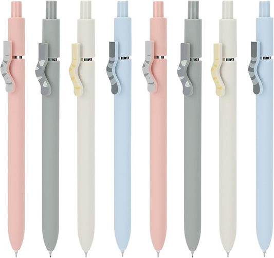 Ddaowanx Cute Cat Pens,8 Pcs 0.5mm Quick Dry Black Ink Gel Pens Fine Point Smooth Writing Pens,Cat Lover Gifts for Women Men-DeskLoop Office