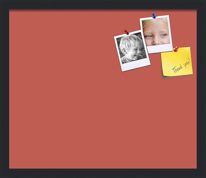 PinPix 20x17 Inch Cork Bulletin Board. This Decorative Framed Pin Board Comes with Crimson Pastel Design and a Satin Black Frame. Ideal for Home Office Decor or Message Board (PinPix-1807)-DeskLoop Office