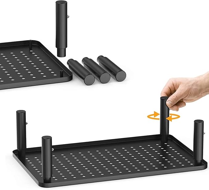 suptek Monitor Stand Riser for Computer,Laptop,Printer, Notebook and All Flat Screen Display with Vented Metal Platform,3 Height Adjustable Laptop Riser,2 Pack,Black(MST003-2)-DeskLoop Office