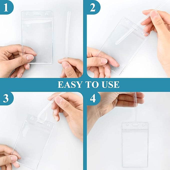 10 Pack Clear Plastic Luggage Bag Tag Holder Badge Label Tag Holder with 10 Pack Luggage Loops Straps for Office Business Travel Supplies-DeskLoop Office