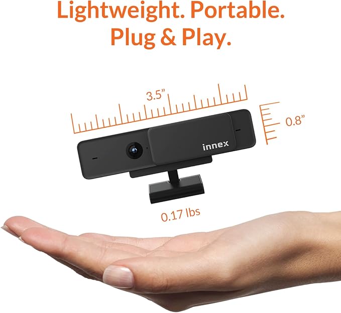 Innex C220 HD 1080p Webcam with Microphone, 71°FOV, Noise Canceling, Low Light Correction, Privacy Shutter - Plug & Play USB Webcam for PC, Windows, Mac - Ideal for Work from Home, Remote Learning-DeskLoop Office