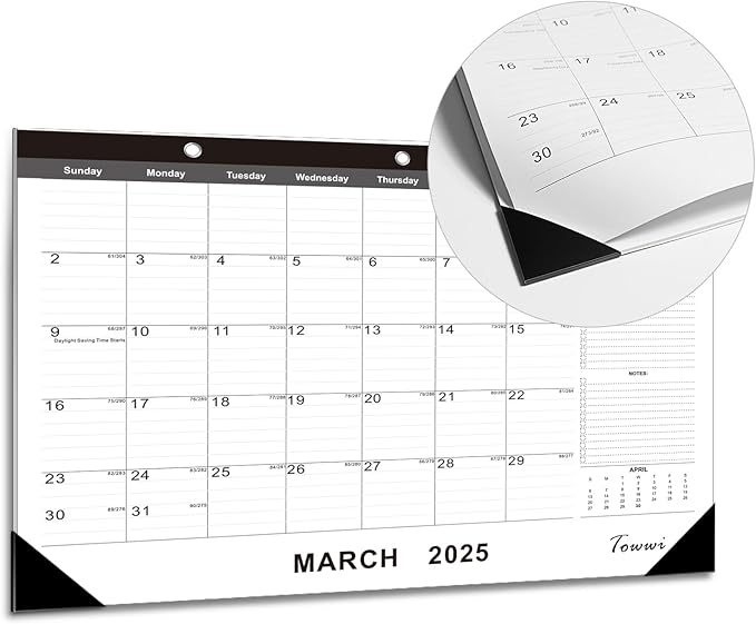 TOWWI 2025-2026 Desk Calendar, 17"x12" Desktop Monthly Calenda for Home, Office, Family with To-do List, Ruled Blocks, Corner Protectors-DeskLoop Office