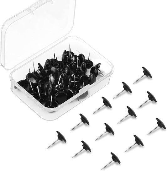 Lunies 200 Pcs Black Push Pins, Plastic Thumb Tacks for Wall, Wall Tacks for Hanging, Standard Plastic Head and Steel Point Push Pins for Cork Board-DeskLoop Office