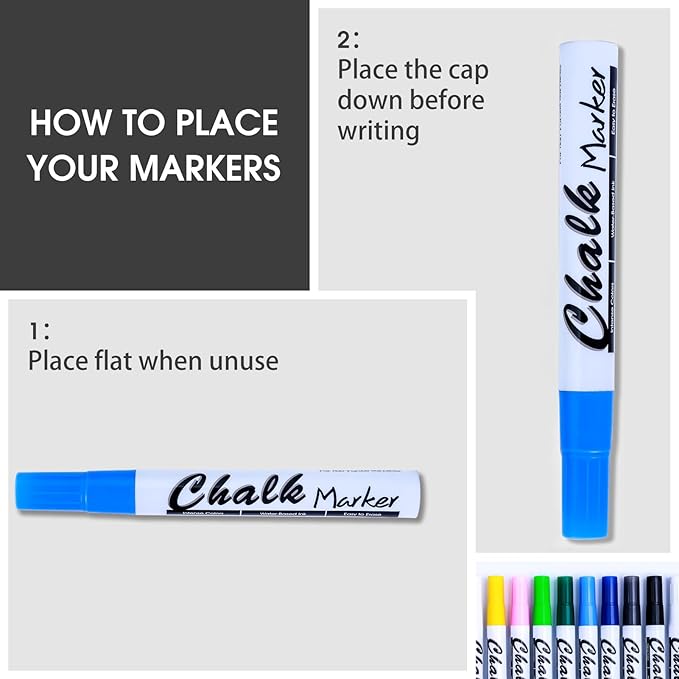 Volcanics Liquid Chalk Markers 36 Pack – 12 Bright Colors – Wet Erase, Dust-Free, Non-Toxic Chalk Pens with Round Tip for Teachers, Classrooms, Chalkboards, Glass, Windows, LED Boards, Bistro Signs-DeskLoop Office