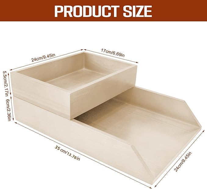 2-Tier Wood Letter Tray Wooden Desk Organizer Letter-Size Tray Magnetic Paper Document File Organizer for Office Supplies Collection Folders Notebooks Desktop Workspace Holder-DeskLoop Office