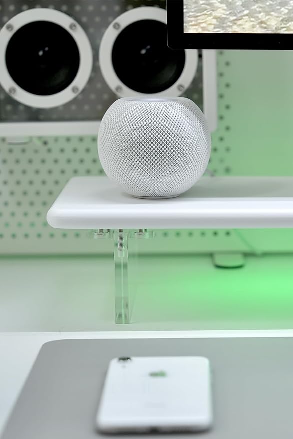 Bamboo Monitor Stand Riser with Acrylic Legs for Desk,31.5 Inches Desktop Shelf Supports for PC Computer Monitor, Laptops, Printer, Speakers (White)-DeskLoop Office