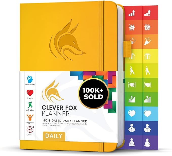 Clever Fox Daily Planner – Undated Planning Notebook with Hourly Schedule & To-Do List – Personal Day Task & Work Organizer, 6 Months (Amber Yellow)-DeskLoop Office