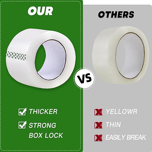 Clear Packing Tape (36 Rolls), Heavy Duty Packaging Tape for Shipping Packaging Moving Sealing, 2 inches Wide, 65 Yards Per Roll-DeskLoop Office