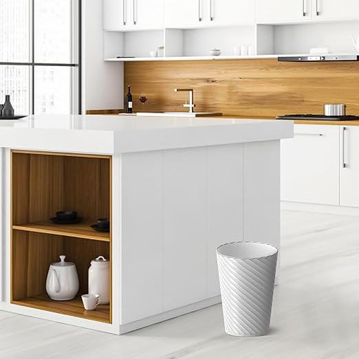 Bathroom Trash Can, 8 Pack 1.8 Gallons Small Trash Can with Trash Bags, Bathroom Garbage Can, Plastic Trash Bin, Round Waste Basket for Bedroom, Office, Kitchen, Room, Compact Space (White)-DeskLoop Office