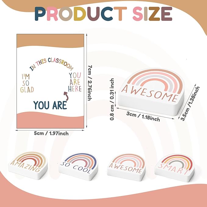 80 Sets Back to School Gifts for Students Rainbow Erasers Bulk with Greeting Cards 3D Novelty Desk Erasers for Kids Birthday Party Favors Classroom Rewards-DeskLoop Office