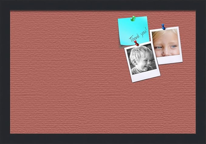 PinPix 18x12 Inch Cork Bulletin Board. This Decorative Framed Pin Board Comes with Crimson Pastel Design and a Satin Black Frame. Ideal for Home Office Decor or Message Board (PinPix-1807)-DeskLoop Office