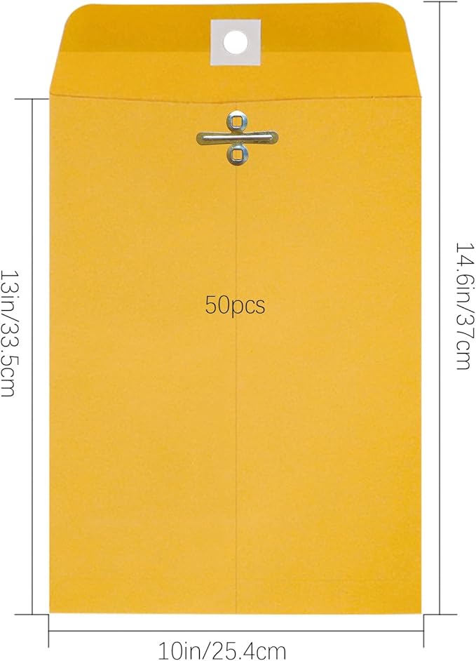 10” x 13” Clasp Envelopes with Gummed Seal Brown Kraft Catalog Envelopes Clasp Mailing Envelopes for Home, Office, Business 28 lb Kraft Paper,Pack of 30-DeskLoop Office