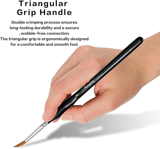 10 Pieces Exquisite Detail Paint Brush Set with Copper Tube and Special Double - Wire - Binding Process,Birch Wood Pen,Triangular Grip. Suitable Oil, Watercolour, Acrylic, Digital Painting-DeskLoop Office