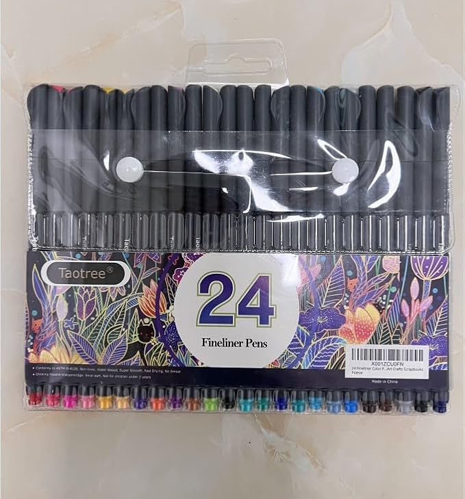 Taotree 24 Fineliner Color Pens, Fine Line Colored Sketch Writing Drawing Pens for Journaling Planner Note Taking Adult Coloring Books, Porous Fine Point Markers, School Office Teacher Art Supplies-DeskLoop Office