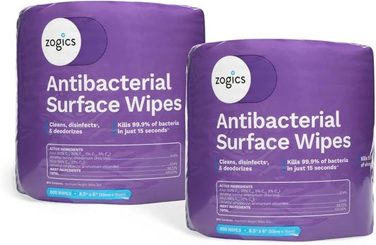 Zogics Antibacterial Wipes – Disinfecting Wipes for Sanitizing and Cleaning Surfaces and Equipment, EPA Registered Antibacterial Cleaning Wipes (1,600 Count – 2 Rolls of 800 Wipes)-DeskLoop Office