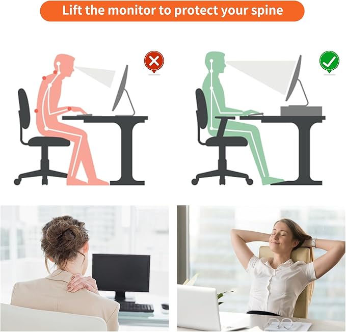 gianotter Desk Organizers and Accessories, Monitor Stand with Drawer and 2 Pen Holder, Desktop Organizer Suitable for Offices and Dormitories (Rose Gold)-DeskLoop Office