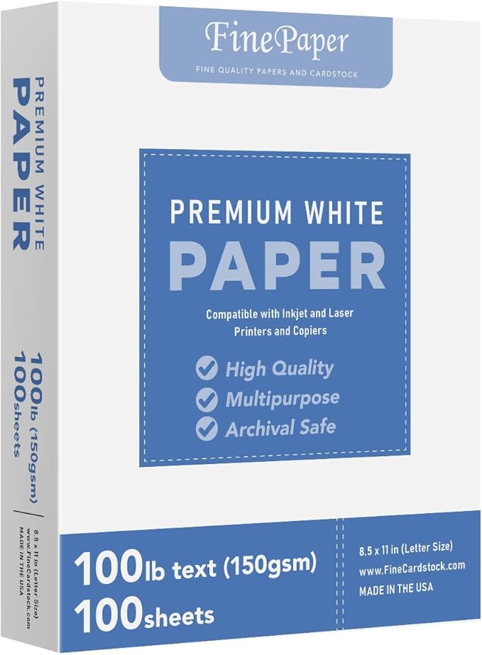 Bright White Paper - Multipurpose Office Print Writing Copy - Flyers, Posters, Design Proposals, Business Documents | 8.5 x 11 | 100lb Text (40lb Bond) | Acid Free Paper | 100 Sheets per Pack-DeskLoop Office